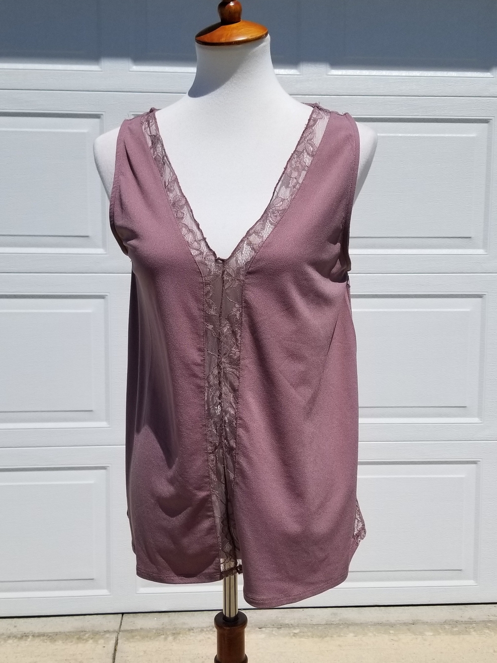 Daytrip Lavender Lace-Trim V-Neck Tank